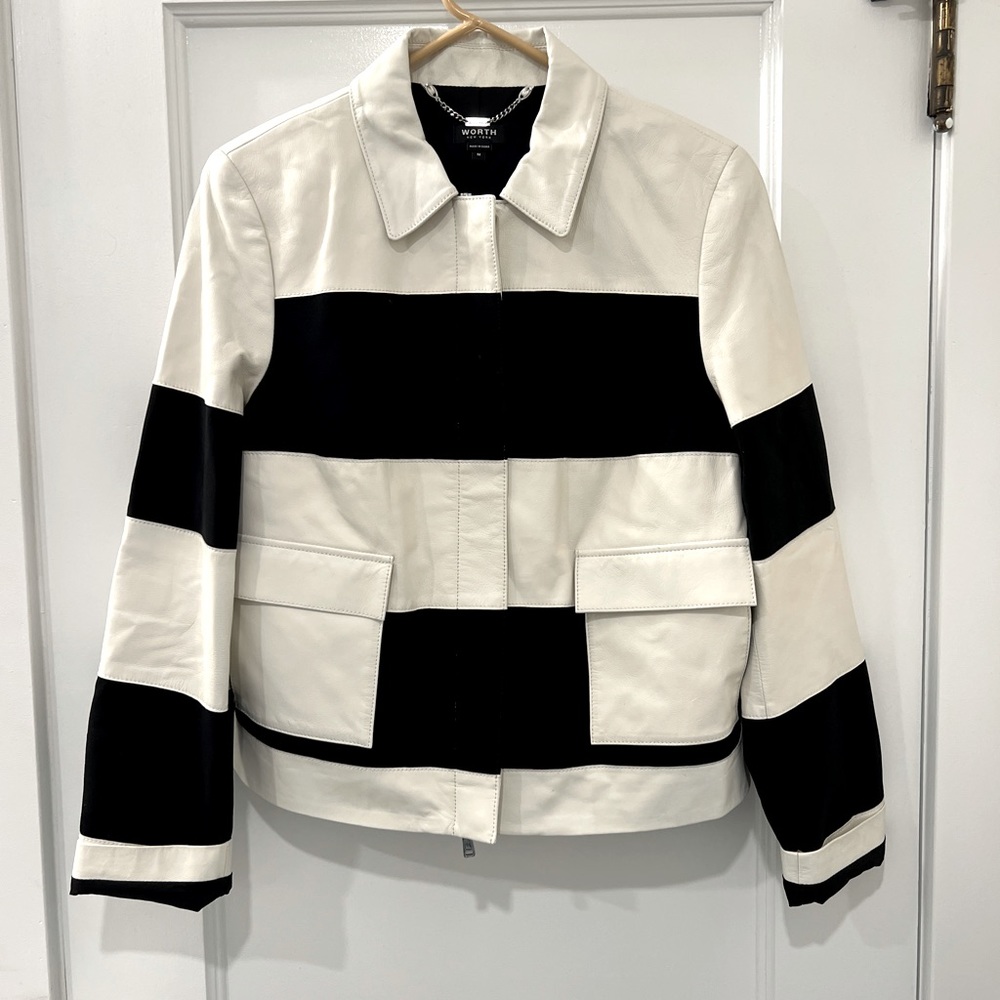 WORTH white leather jacket